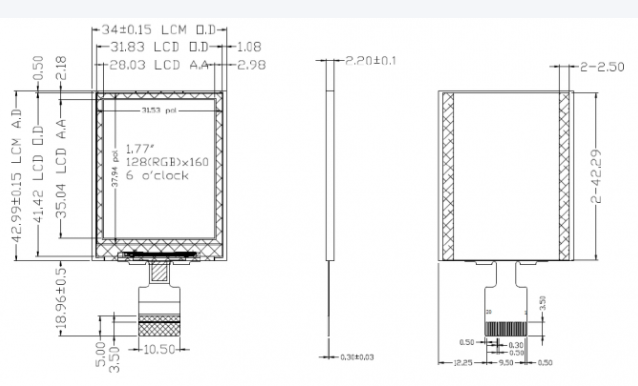 1.77 Inch TFT LCD Screen with 128x126 Dots Resolution and 160 Nits Brightness for Compact Display Applications