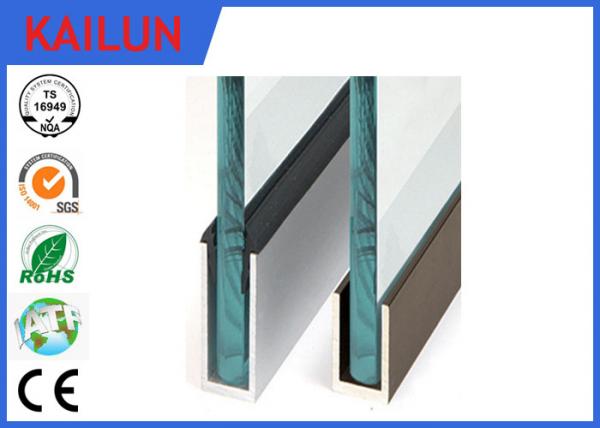 Quality Aluminium U Channel For Glass Fence Railing ,  Anodized Aluminum Glazing Channel for sale