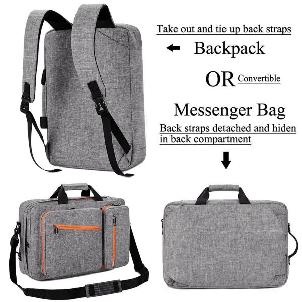17 Inch Laptop Tote Bag Grey Color , Travel Laptop Backpack Computer Bag