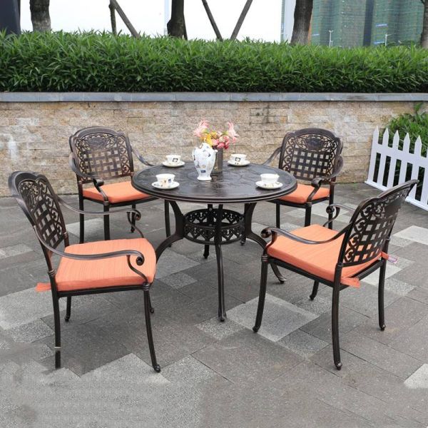 4 Seater Cast Aluminum Patio Furniture Unfolded All Weather Aluminium Garden Furniture