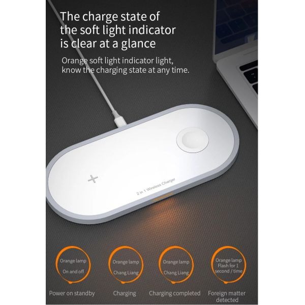 Wireless Charger Pad,Wireless Charging Dock Station for iWatch 5/4/3,Airpods 2/Pro,Fast Wireless Charging Pad for iPhone