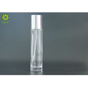 China Round Clear Glass Lotion Dispenser Bottle 120ml With Silver Color Plastic Pump wholesale