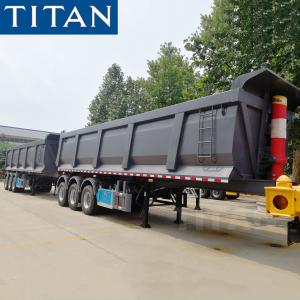 China TITAN 3 axle hydraulic tractor rock semi tipper trailer for sale on sale