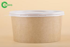 China PE Lined Paper Food Bowls For Salad / Pasta PP White Lid 100% Eco Friendly wholesale