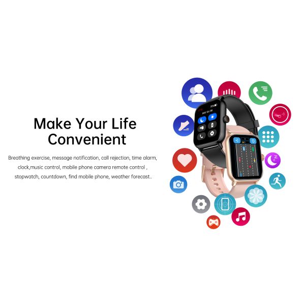 Stress Monitor 1.83'' High Definition Smart Watch Silicone Strap 22mm For Men