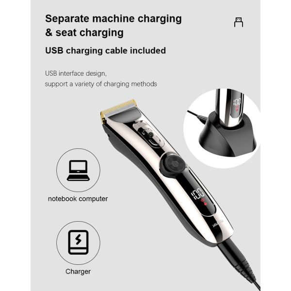 2200mAh Electric Hair Trimmer , 100v-240v Waterproof Clippers Rechargeable