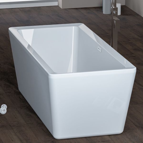 Durable Acrylic Square Freestanding Bathtub 3D Model Larger Space
