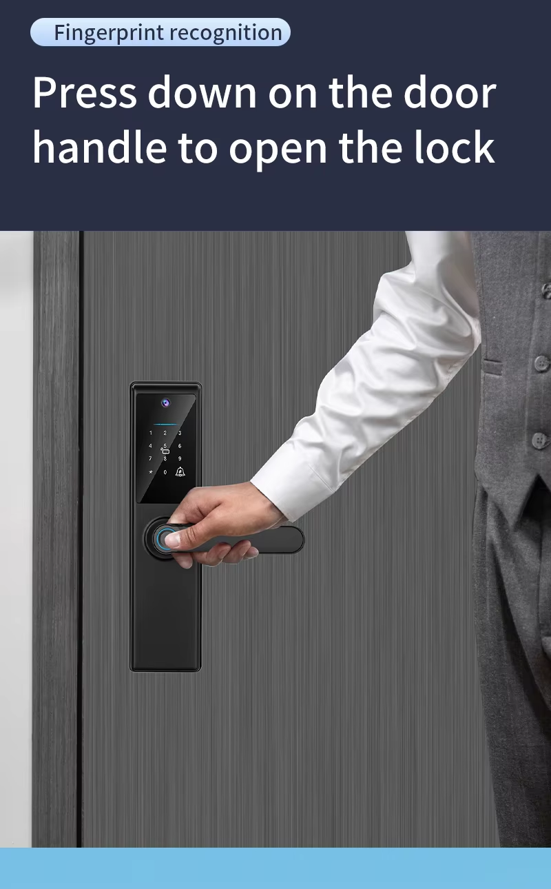 Tuya Wifi APP Remote Control Fingerprint Code Card Key S821Max Smart Lock With Camera For Home Office Apartment Hotel Use