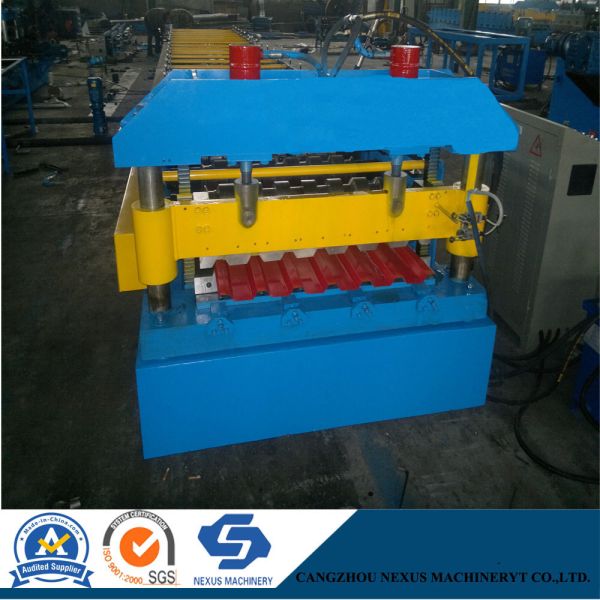 Mitsubishi PLC Metal Roof Roll Forming Machine Automatic Cutting for Roofing