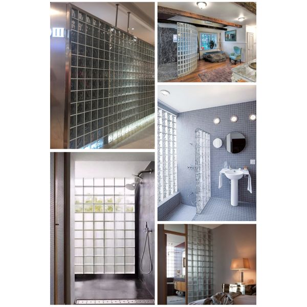Hot Melt Glass Partition Walls Patterned Tempered Glass Blocks
