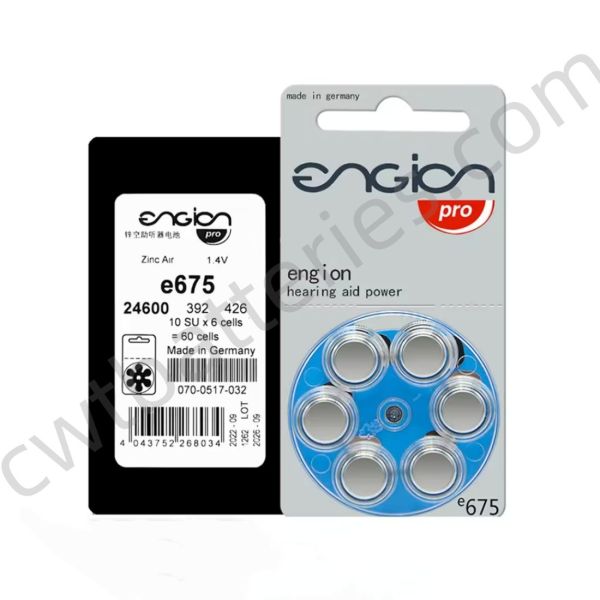 Engion Hearing Aid Zinc Air Batteries PR44/E675 1.4V 60 Cells Replacement Battery High Performance
