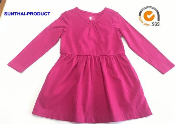 Quality Comfortable Plain Baby Clothes Azalea Color Toddler Short Sleeve Dress for sale