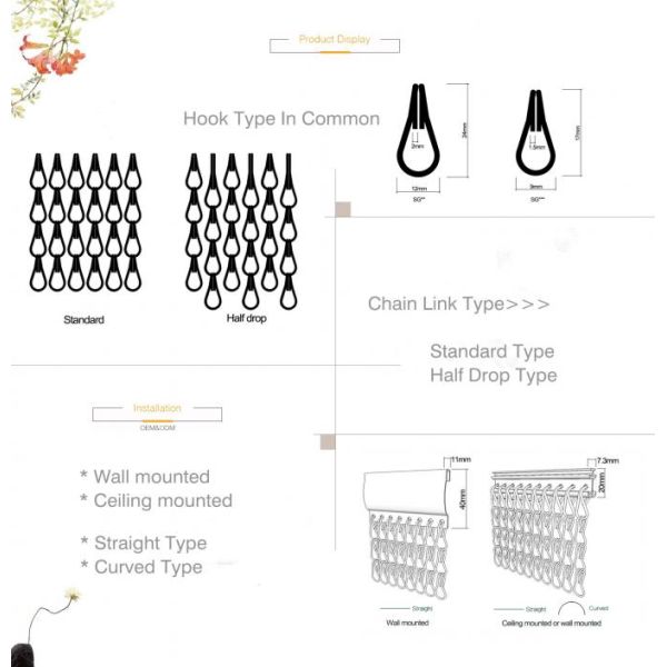 Lobby Partition Aluminum Chain Curtain Colors Treatment