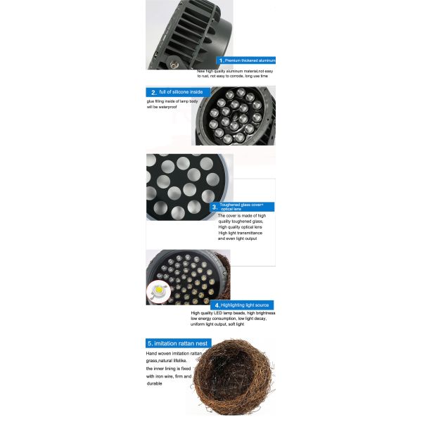 LED Simulation Bird'S Nest Lights Tree Shoot Outdoor Spot Light Waterproof Bird Rattan Cage Tree Garden