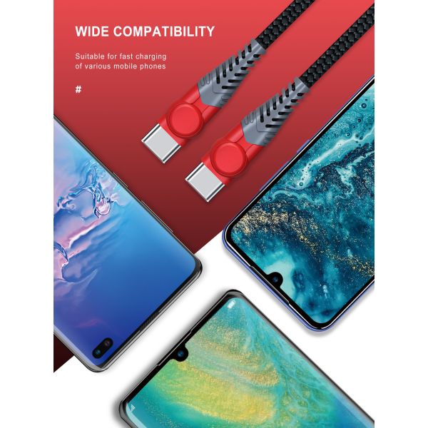 3A PD 60W Kevlar 3.0 USB Type C Charging Cable Super Strong For Office