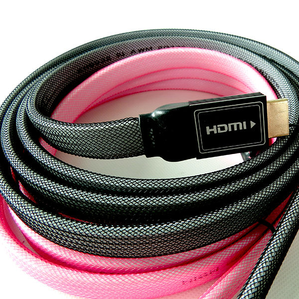 Flat HDMI cable with Various Kinds of Nylon Braid Shielding black color