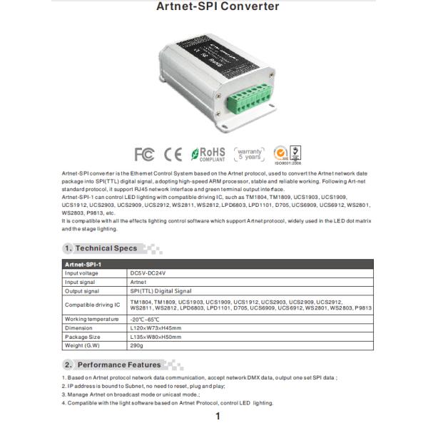 Artnet-SPI-1 Converter