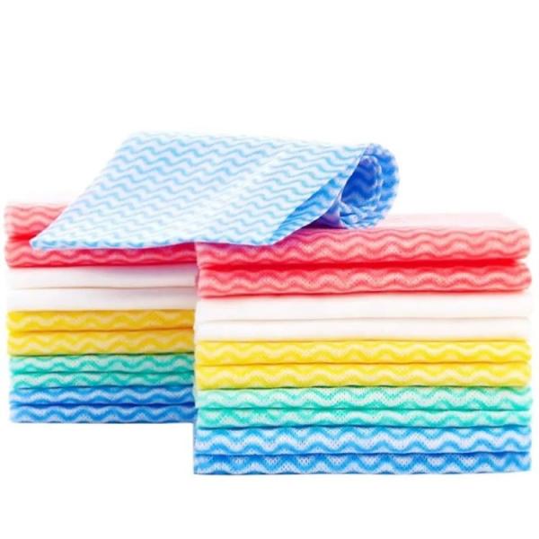 Washable Disposable Dish Cloths Durable , Non Woven Blue Disposable Rags
