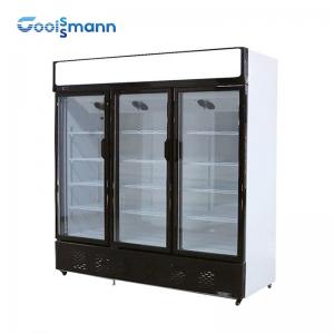 China 862L Glass Door Cooler Fridge Static With Fan Drink Upright Display 2m Height on sale