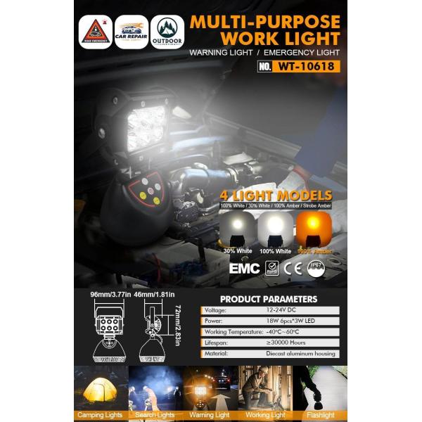 18W Rechargeable Portable Battery Led Work Lights