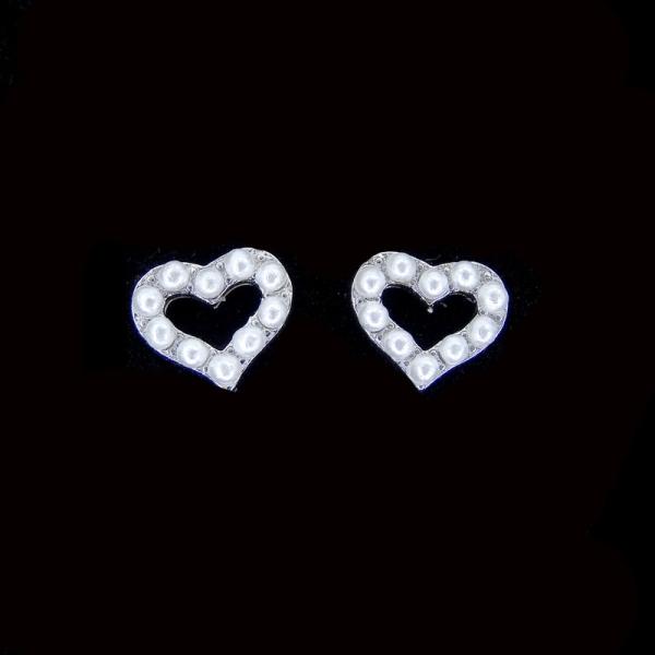 Quality Little Heart Shaped Earrings / Full Sterling Silver Freshwater Pearl Jewelry for sale