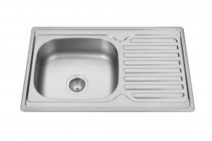 China PSON Above Counter Stainless Sink Kitchen Sink With Drainboard Anti Corrosion on sale