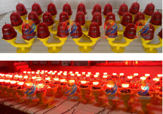 Red LED Double Aviation Warning Lights Steady Or Flash Working Mode