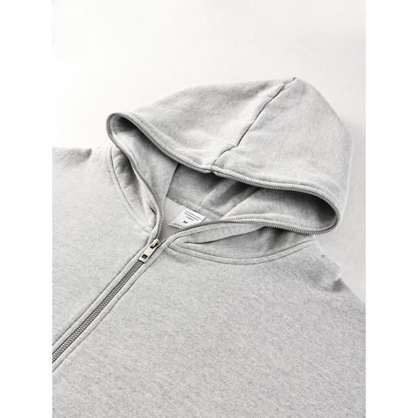 Zip Up Heavyweight Cotton Hoodie Cropped Winter Polyester Solid Male Black