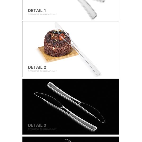 Eco friendly BPA free disposable PS plastic 7" dessert knife for dinner
