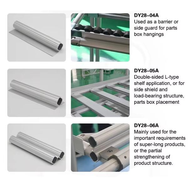 DY Profile Aluminum Lean Pipe Tube OD 28mm For Aluminum Alloy Lean Pipe System