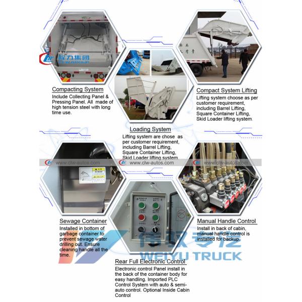 Euro3 7cbm/7m3 Rubbish Removal Truck 6 Wheel Compressed Garbage Truck