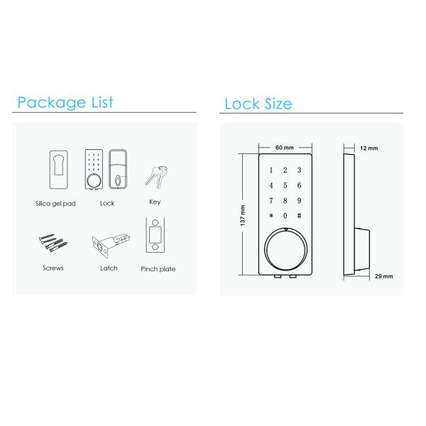 Fashion Design Password Door Lock High Security APP / Mechanical Key Control