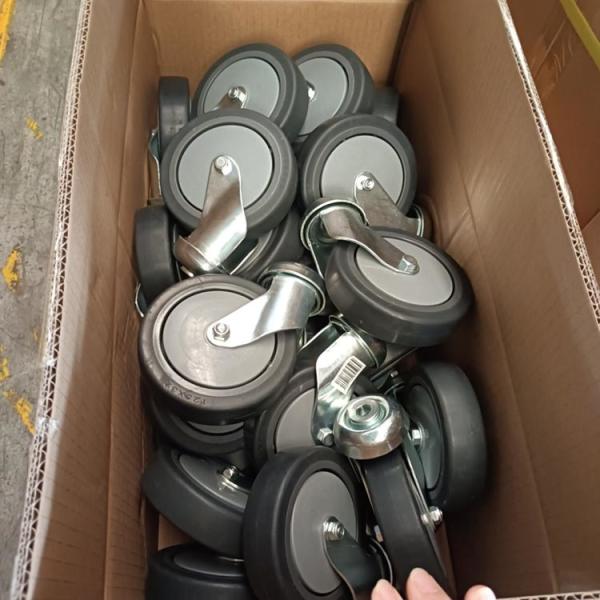 3 Inch 4 Inch 5 Inch Soft TPR Shopping Cart Wheels Hollow Kingpin Casters Grey Bolt Hole Swivel Casters
