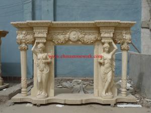 China Egypt Cream marble fireplace mantel on sale