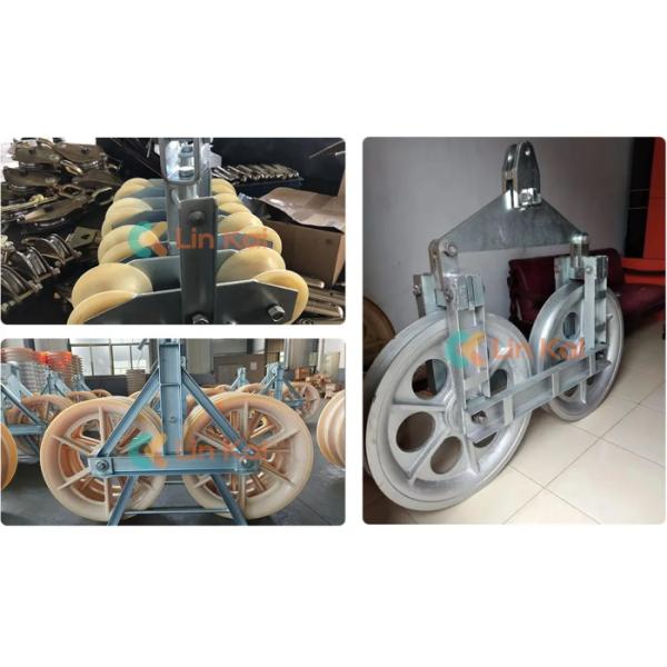 Tandem Sheaves Pulley Blocks For Stringing 2 Or 3 Conductors