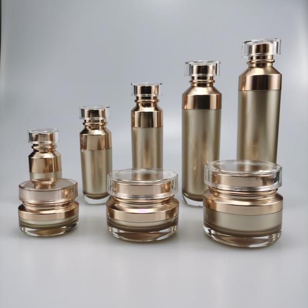 15g 30g 50g Round Gold Eco-Friendly Acrylic Cream Jar with Oblique Shoulder Design