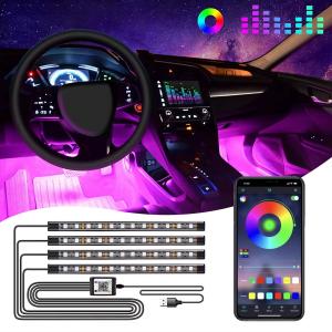 China RGB 5050 Foot Decorative Atmosphere Ambient Car Interior Lights With APP Music Wireless Remote Control wholesale