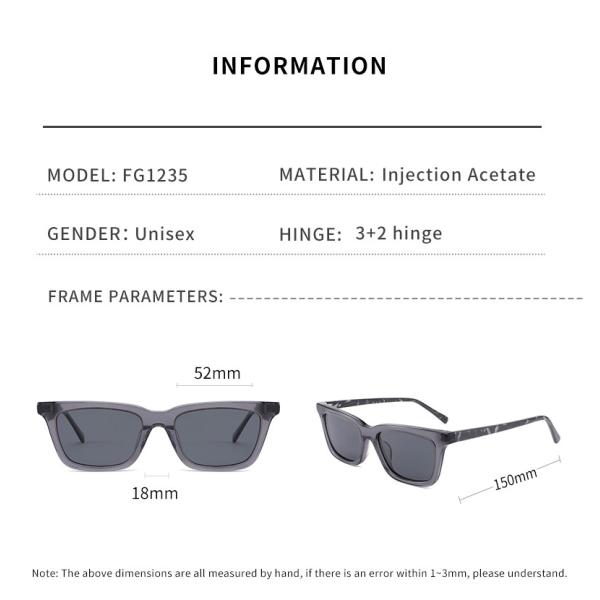 Rectangular Classic Acetate Sunglasses Daily Polarized Aviator Sunglasses