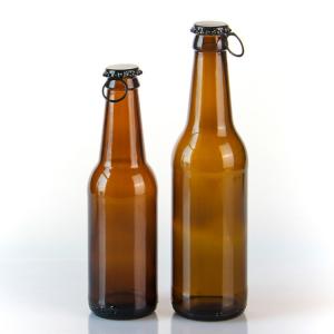 China Personalised 500ml Glass Beer Bottles 12 Oz Stout Bottle With Aluminum Lid wholesale