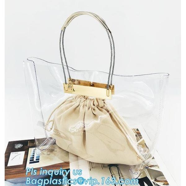 vinyl tote bags transparent pvc handbag, Fashion pvc beach bag summer handbag women, Metallic Transparent PVC Beach Hand