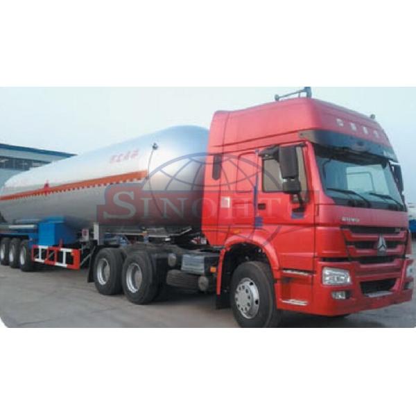 55m3 LPG Tank Trailer , 12R22.5 Tire 3 Alxe LPG Semi Trailer Air Suspension