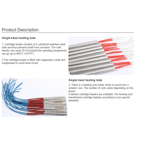 Single head heating pipe cr25al5 wire cartridge heater