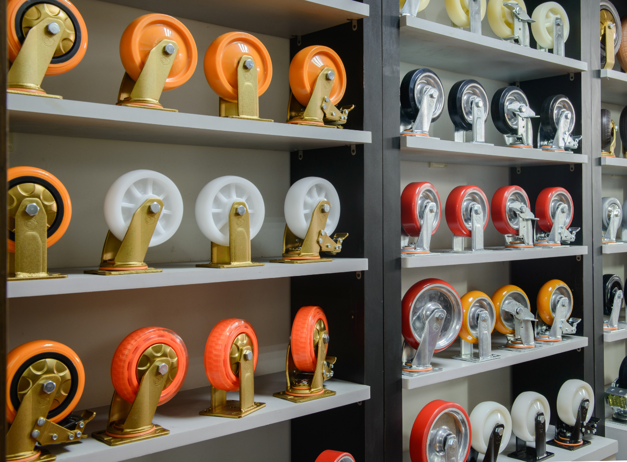 Product display of caster wheels