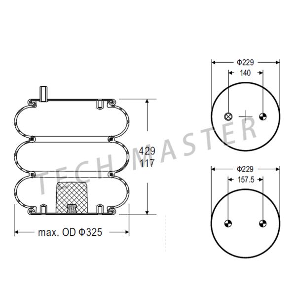 Firestone W01-358-8025 industrial machine with triple convoluted air spring bellow