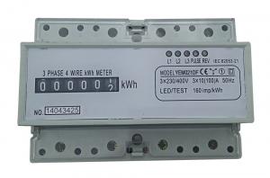 Small Volume Accuracy Class1.0 3 Phase Electricity Meter 35mm Din Rail With Counter 6 Display