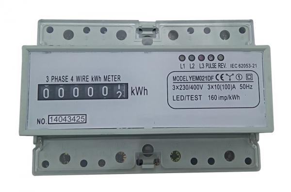 Quality Small Volume Accuracy Class1.0 3 Phase Electricity Meter 35mm Din Rail With Counter 6 Display for sale