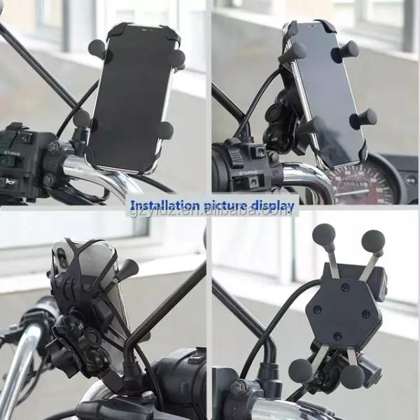 Motorcycle Bike ATV Scooter Mobile Phone Mount Holder bracket With USB Charger, 360 rotation for Universal smartphone GPS