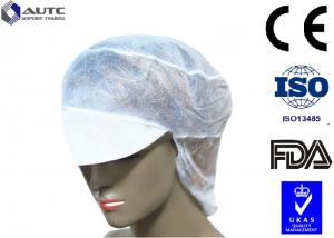 China Peak Disposable Medical Caps Stitched Band Repels Fluids With Hair Net wholesale