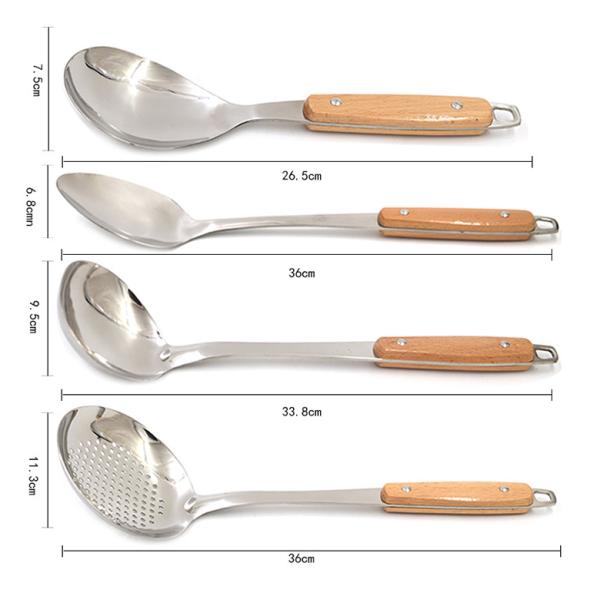 304 Stainless Steel Kitchen Utensils Sets 7PCS Cooking Tools With Wooden Handle