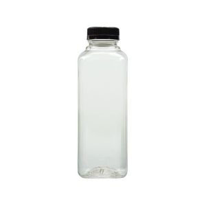 China 16oz Empty Square PET Plastic Beverage Bottle With Cap Transparent wholesale